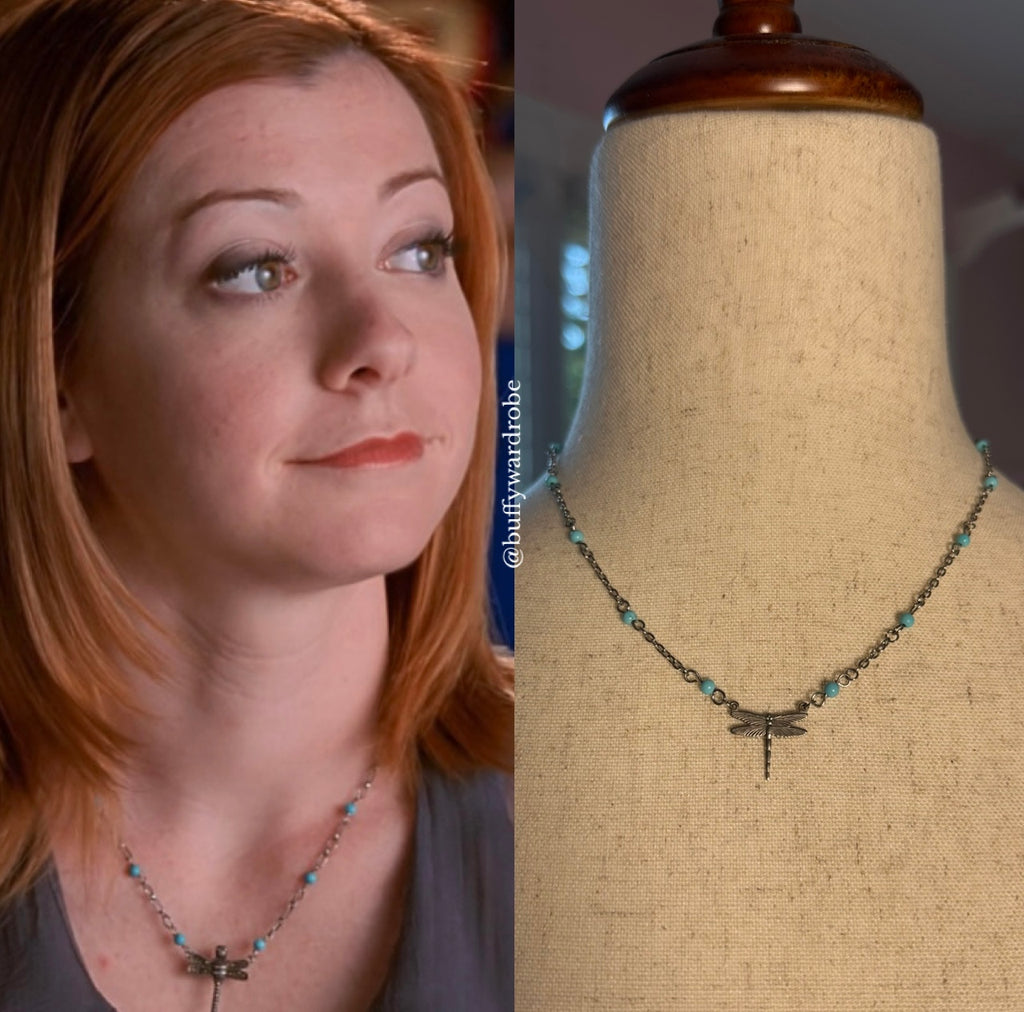 “Flooded” Willow Turquoise Dragonfly necklace