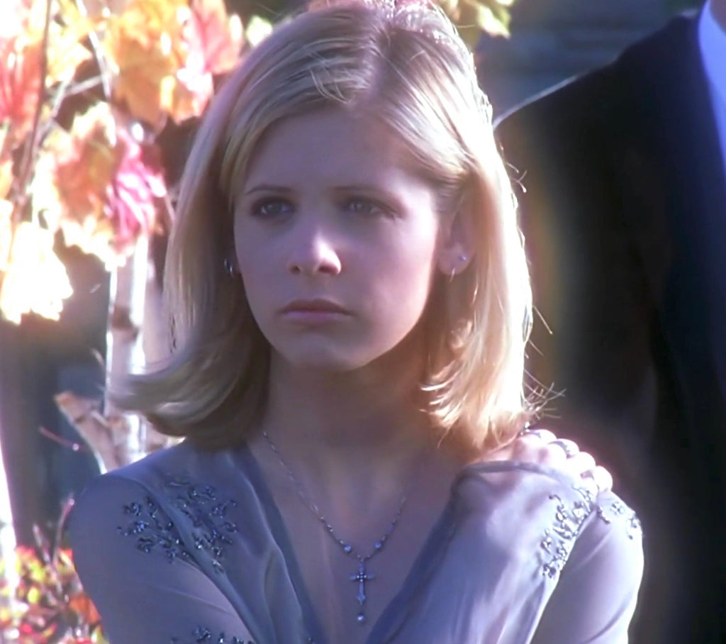Buffy Season 2 Pearl Drop Cross Necklace