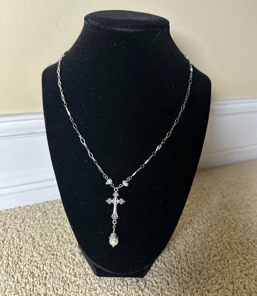 Buffy Season 2 Pearl Drop Cross Necklace