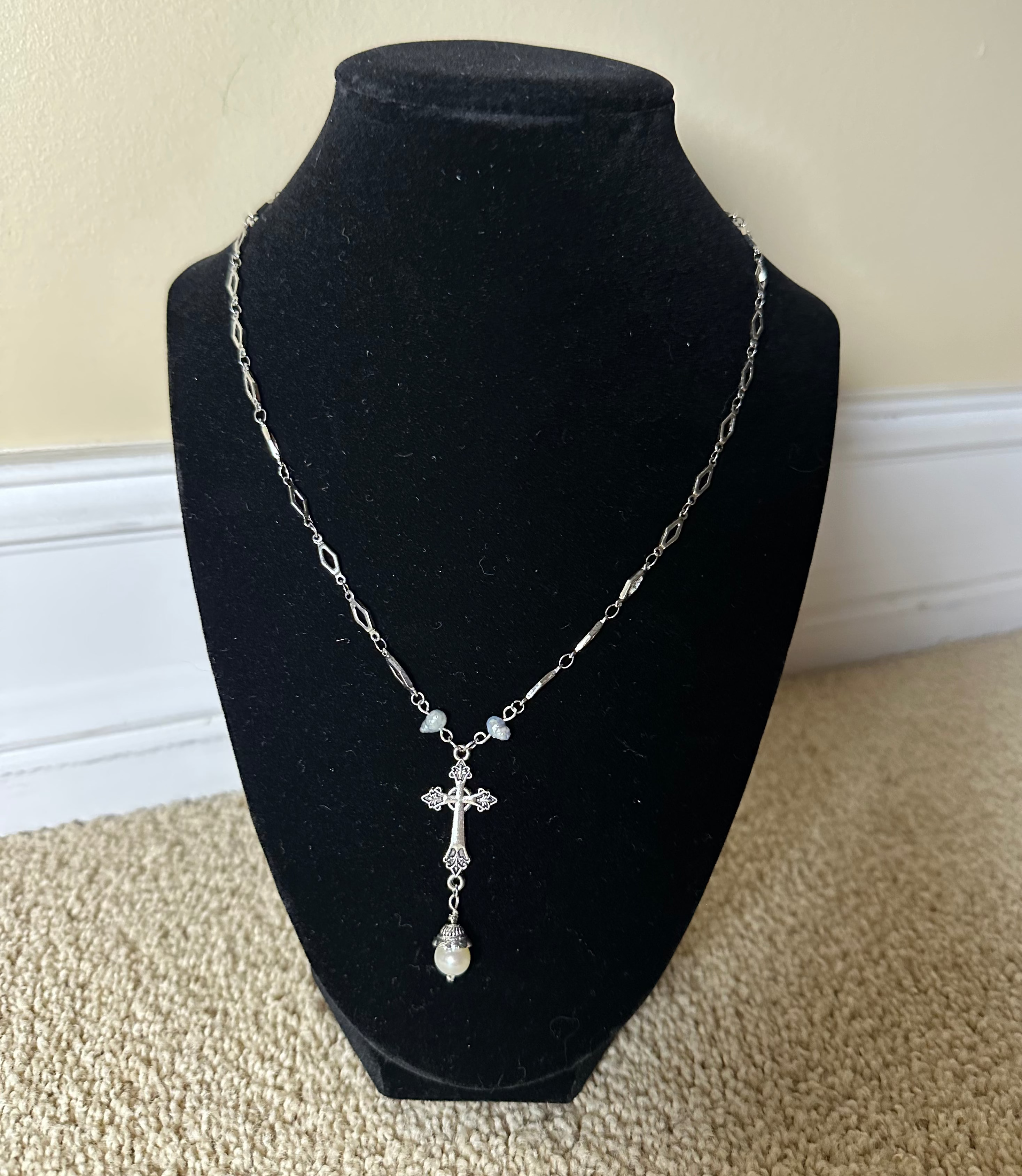 Buffy Season 2 Pearl Drop Cross Necklace