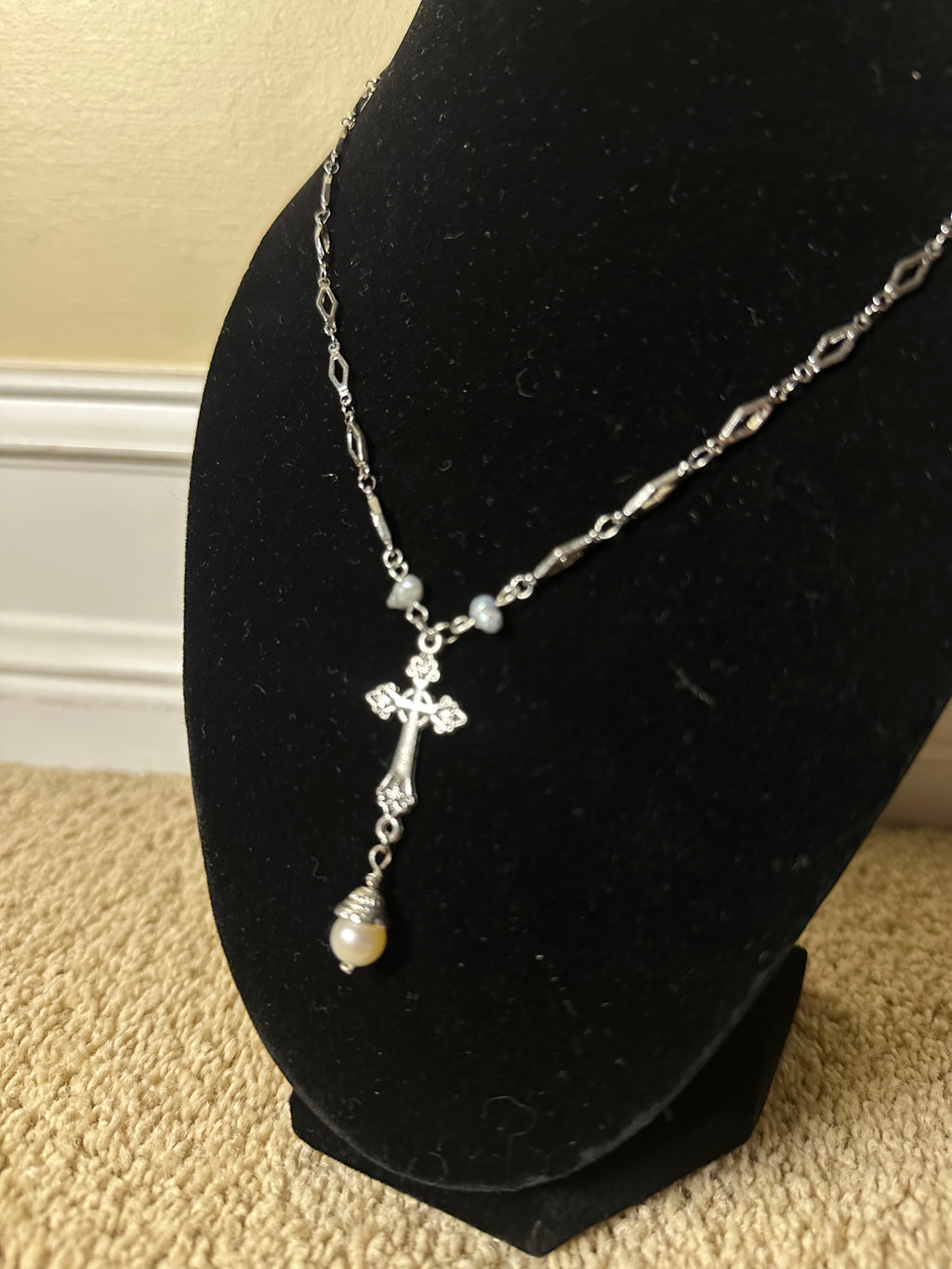 Buffy Season 2 Pearl Drop Cross Necklace