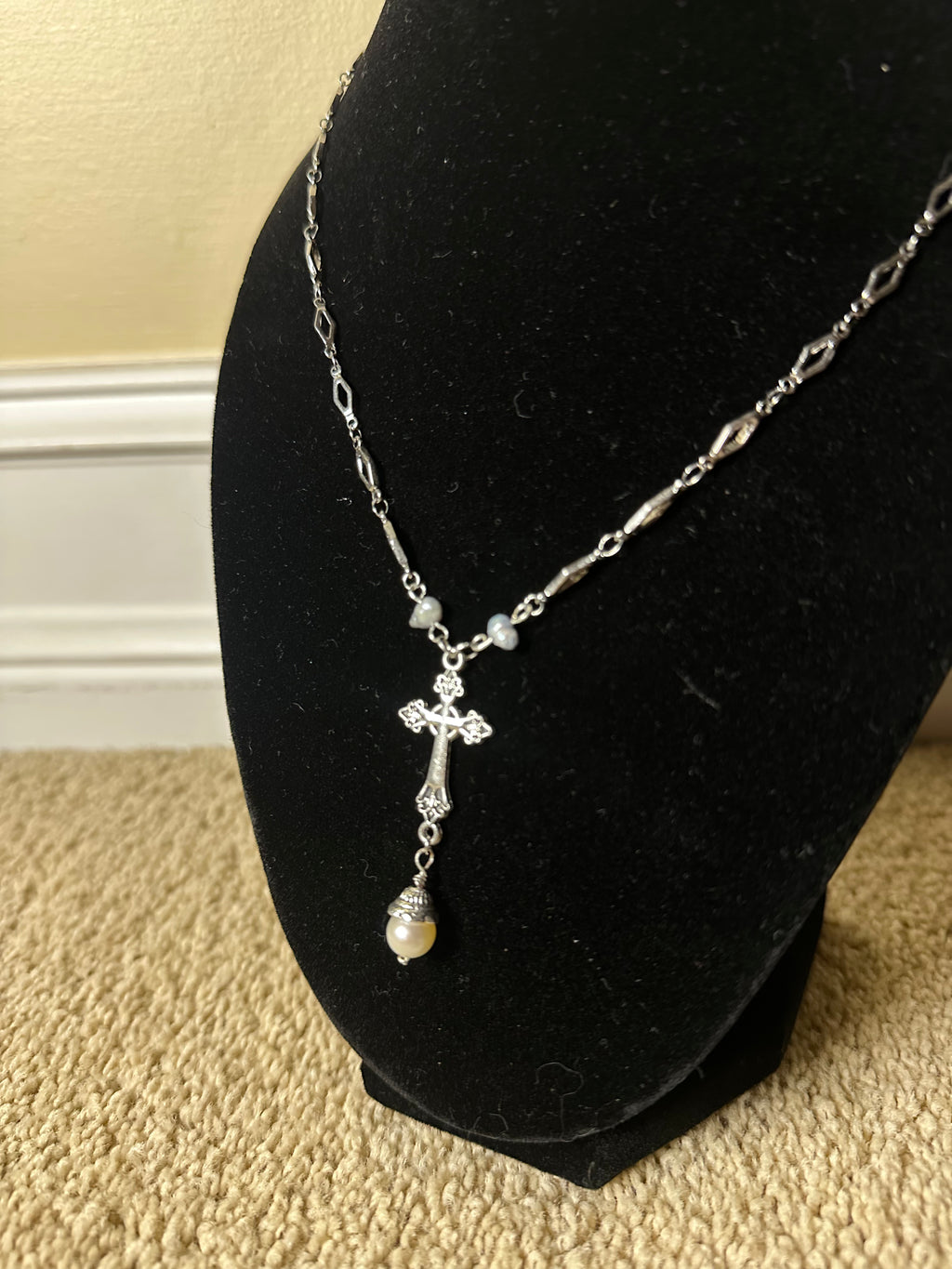 Buffy Season 2 Pearl Drop Cross Necklace