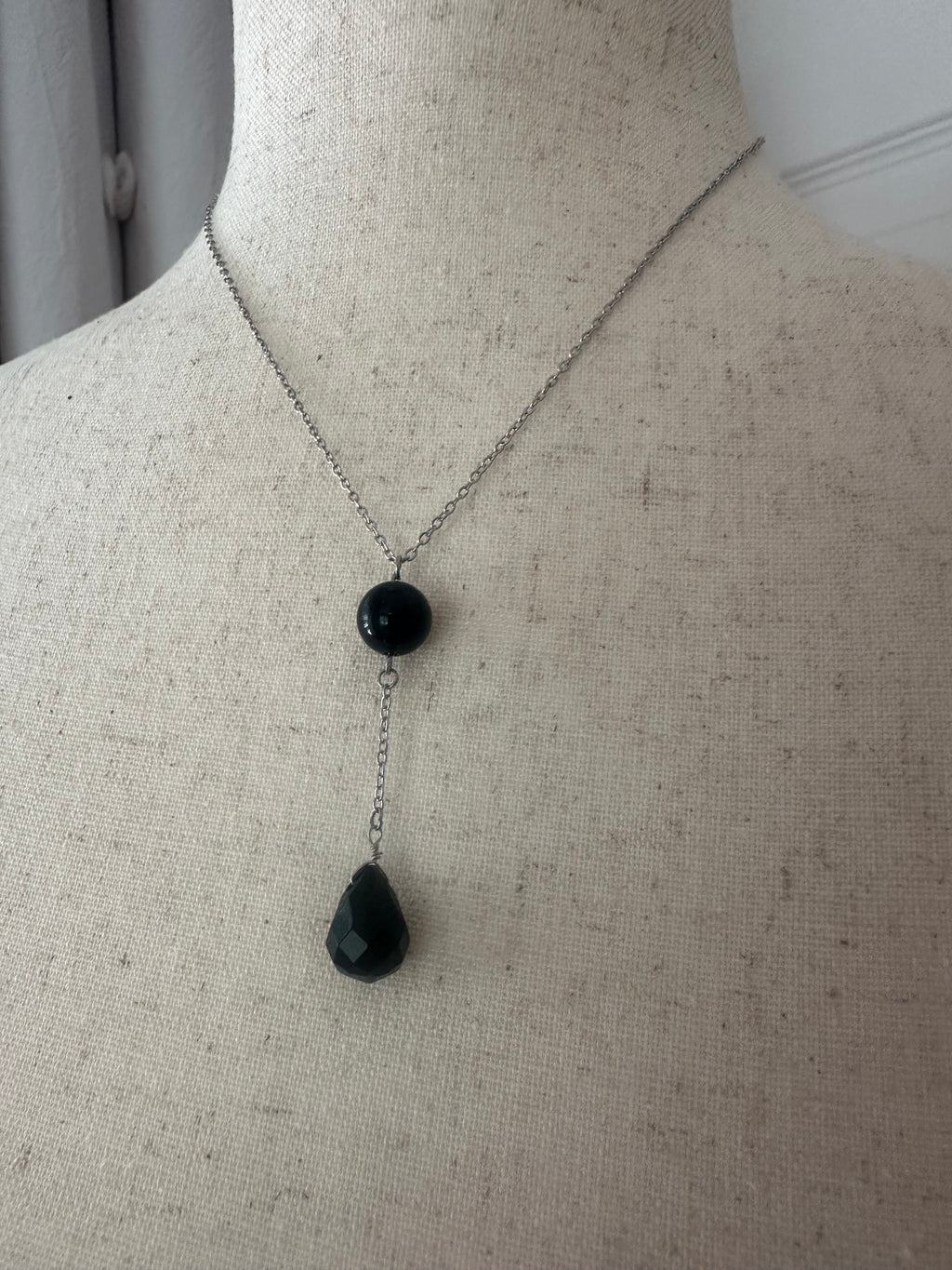 Drusilla Onyx drop necklace