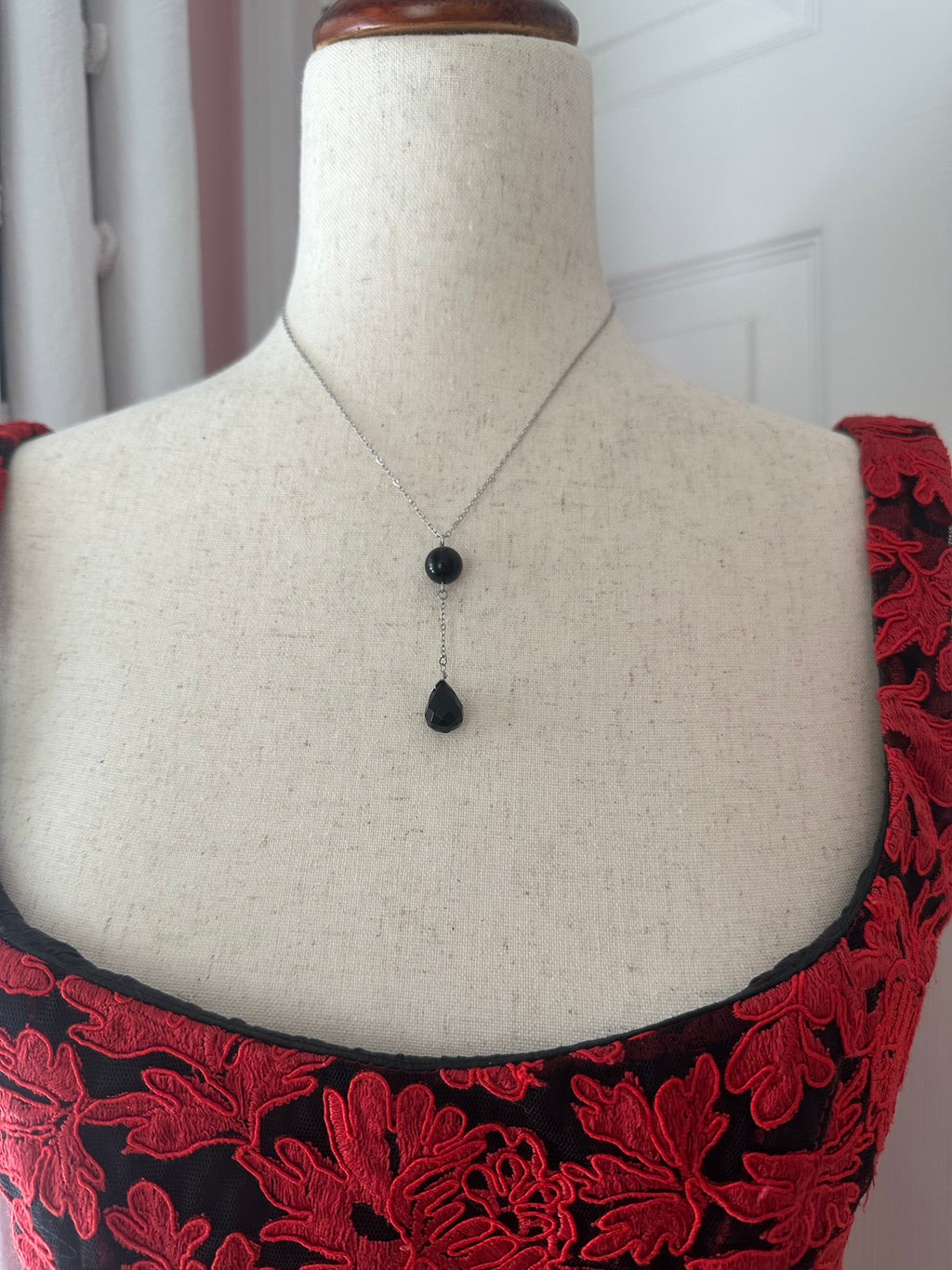 Drusilla Onyx drop necklace