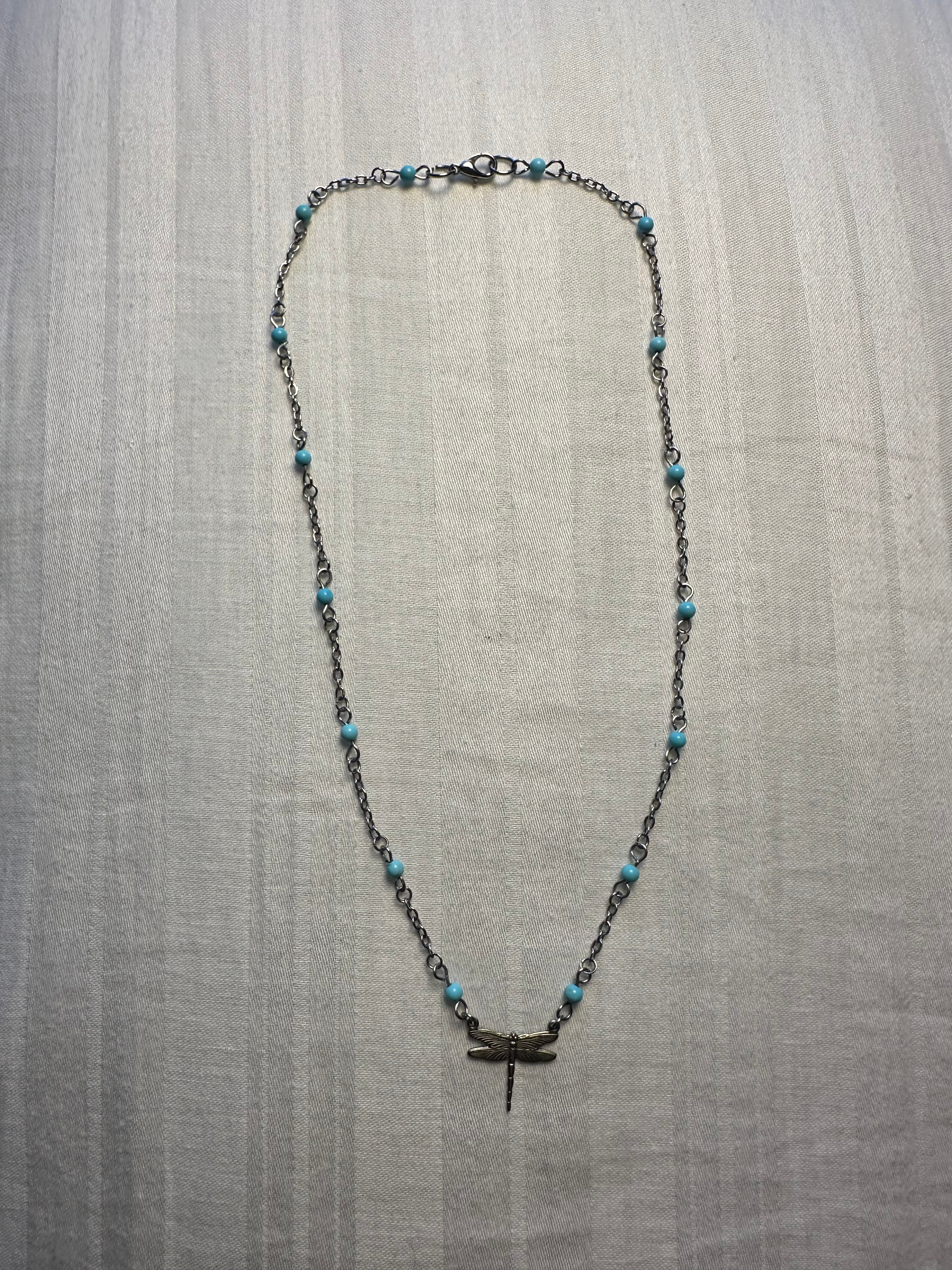 “Flooded” Willow Turquoise Dragonfly necklace